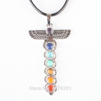 7 Colors Natural Crystal Angel Wings Pendant - Thumbnail 1