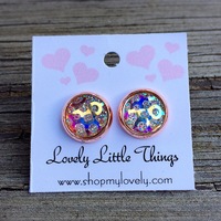 10mm Iridescent Leopard Studs  - Thumbnail 2