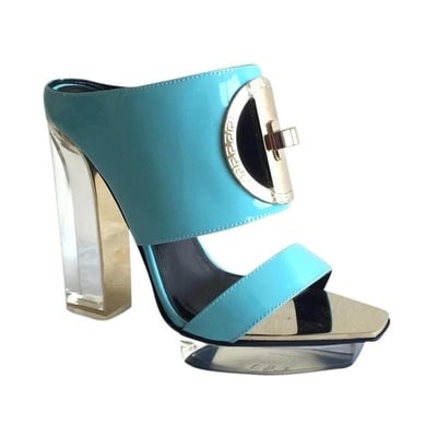Versace patent leather plexi heel mule sandal