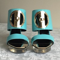 VERSACE Patent Leather Plexi Heel Mule Sandal - Thumbnail 1