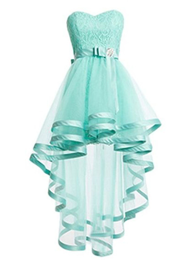 high low homecoming dresses,A-line Sweetheart Asymmetrical Tulle Short Prom Dress Homecoming Dresses 9630
