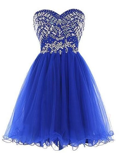 royal blue short prom dresses,Royal Blue A-line Sweetheart Short Mini Tulle Homecoming Dresses Short Prom Dresses 9638