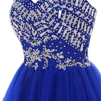 royal blue short prom dresses,Royal Blue A-line Sweetheart Short Mini Tulle Homecoming Dresses Short Prom Dresses 9638 - Thumbnail 2