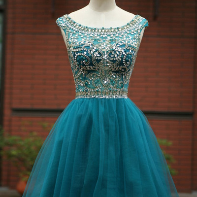 Short prom dresses,a-line scoop short mini tulle homecoming dresses short prom dresses 9644