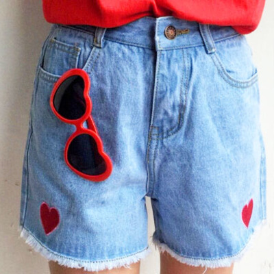 Red heart shorts