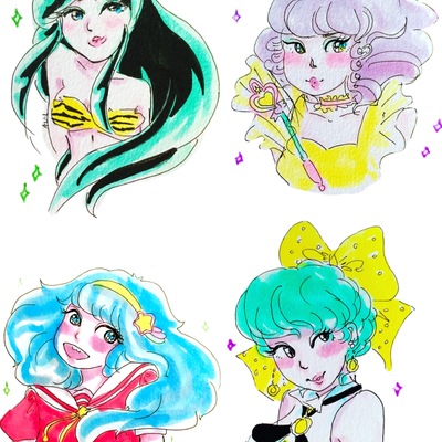 Retro majokko sticker set ☆ミ