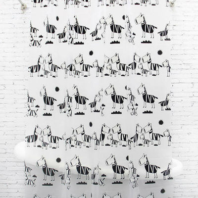 Cute cartoon zebra design 180 cm x 180 cm peva plastic bathroom use shower curtain set