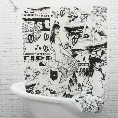  mermaid black & white 180 x 200 cm design peva plastic shower curtain bathroom use