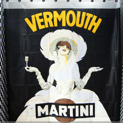 Vermouth martini black color cool design 180 x 200 cm peva plastic shower curtain set