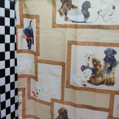 Cute little dog colorful design 178 x 180 cm peva cool design shower curtain set