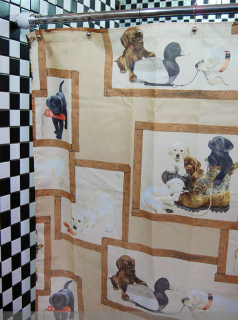 Cute Little Dog Colorful Design 178 x 180 cm PEVA Cool Design Shower Curtain Set