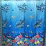 Water World Fish & Dolphin Design 178x178cm PEVA Shower Curtain Cool Design - Thumbnail 4