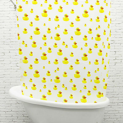 Yellow duck bathroom shower use plastic shower curtain 180x180cm with hook set