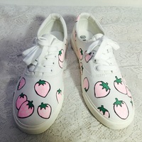 Harajuku lovely hand-painted canvas shoes strawberry - Thumbnail 1