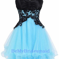 Lovely Handmade Tulle Light Blue Sweetheart Prom Dress, Homecoming Dresses, Party Dresses - Thumbnail 2