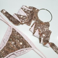 Gold Sequin Swimsuit Bikini - Thumbnail 2