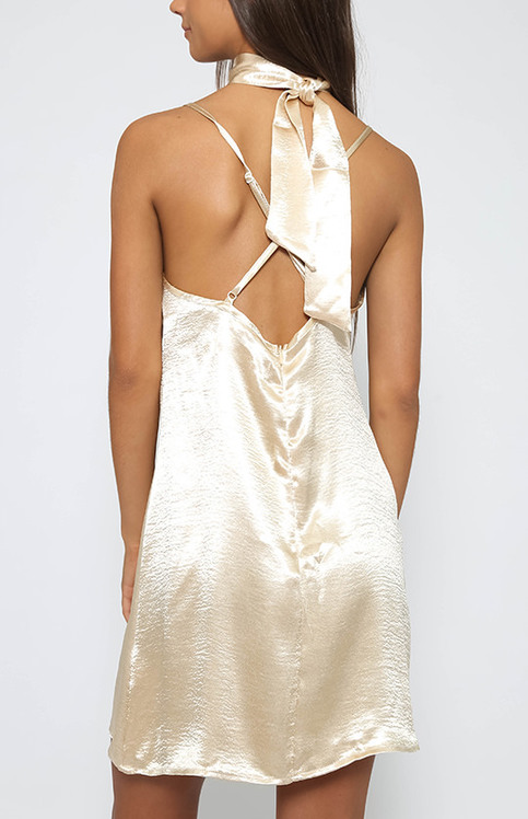 Gold Silk Satin Dress Slip Dress