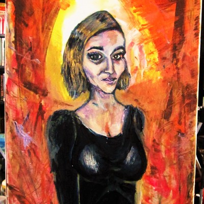 The fire in gold.  a painting by ryan lowrie