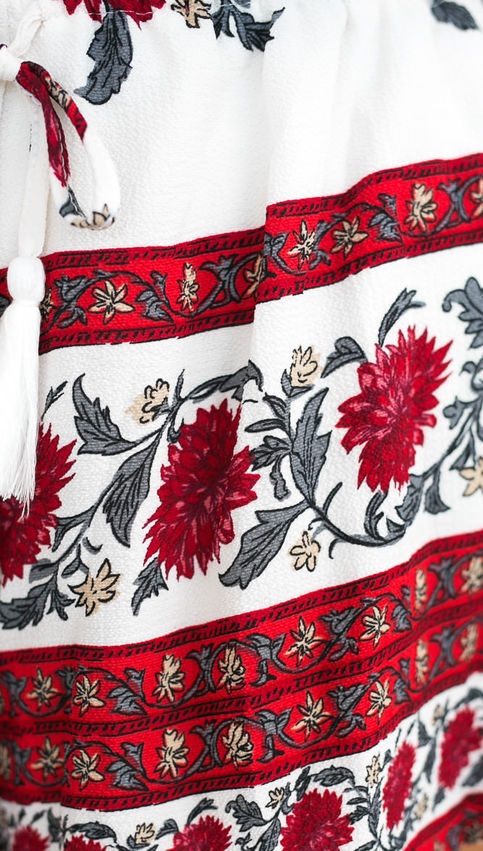 White Red Visaya Off Shoulder Floral Boho Playsuit