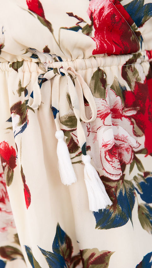 Cream Red Floral Boho Playsuit