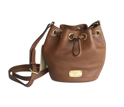 MICHAEL KORS Luggage Brown "Jules" Drawstring Bucket Bag