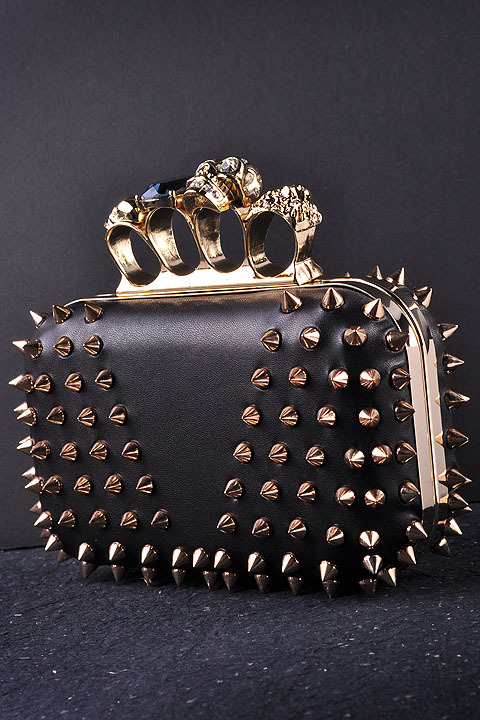 Black McQueen Inspired Spiked Knuckle Box Clutch
