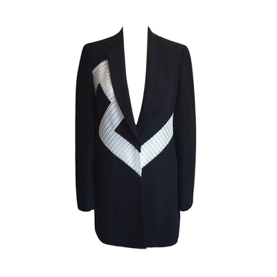 VERSACE Black & White Silk Crepe Jacket