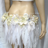 Gold and White Goddess Fairy Monokini Cosplay Dance Costume Rave Bra Rave Wear Halloween Burlesque Show Girl - Thumbnail 4