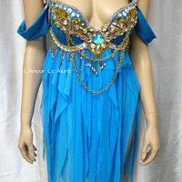 Princess Jasmine Babydoll Dress Cosplay Dance Costume Rave Bra Rave Wear Halloween Burlesque Show Girl - Thumbnail 2
