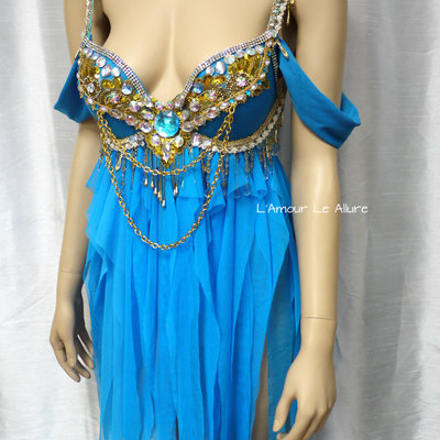 Princess jasmine babydoll dress cosplay dance costume rave bra rave wear halloween burlesque show girl