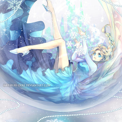 Snow globe elsa frozen disney princess anime art fan art poster12x18'' glossy - Thumbnail 4