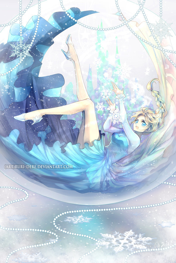 Snow Globe Elsa Frozen Disney Princess Anime art fan art Poster12x18'' Glossy