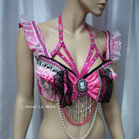 Punk Barbie Bra Top Costume Cosplay Dance Costume Rave Bra Rave Wear Halloween Burlesque Show Girl - Thumbnail 2