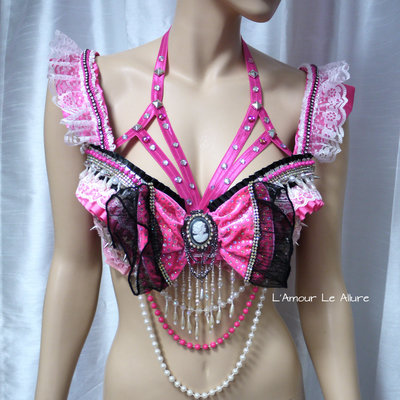 Punk barbie bra top costume cosplay dance costume rave bra rave wear halloween burlesque show girl