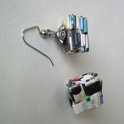Earrings - reclaimed woven paper