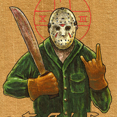 Religious horror icon-jason voorhees-t.g.i.f.-friday the 13th-5"x7" print