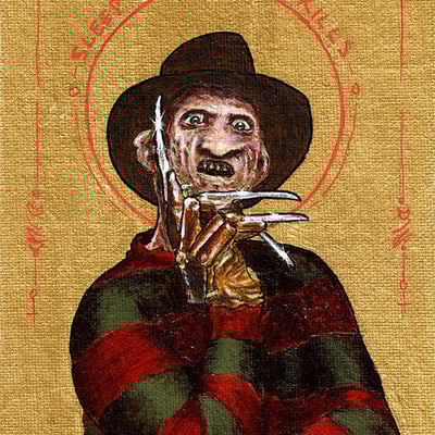 Religious horror icon-freddy krueger-nightmare on elm st.-5"x7" print