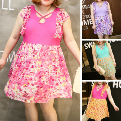 [4 Colors] 2XL-4XL Floral One-Piece Plus Size Swimsuit SP167080