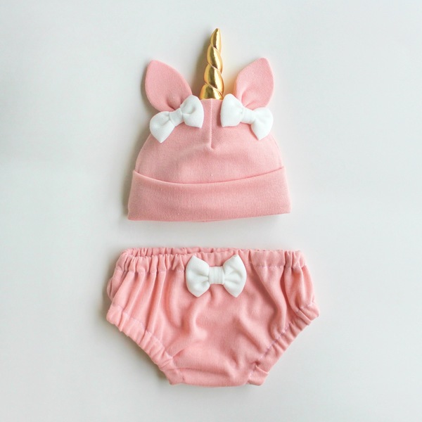 Unicorn Hat & Bloomers Set - Pink