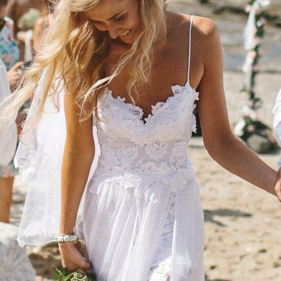 Beach wedding dress chiffon and lace dresses for brides pst1310