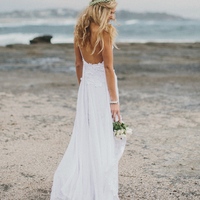 Beach Wedding Dress Chiffon And Lace Dresses For Brides pst1310 - Thumbnail 1