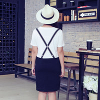 XL-4XL Black and White Letter Printing Dress SP166926 - Thumbnail 1