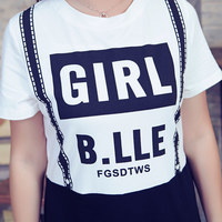 XL-4XL Black and White Letter Printing Dress SP166926 - Thumbnail 4