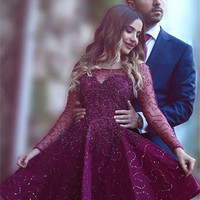 short homecoming dress ,long sleeves homecoming dress ,sparkly party evening custom homecoming dress ,discount homecoming dress, BD143531 - Thumbnail 1