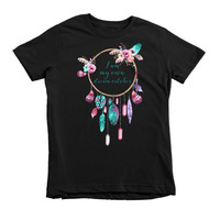 Kid's Age 8- 12 "I am my own dream catcher" Organic Short Sleeve T-Shirt - Thumbnail 1