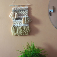 Wall Weaving, Wall Weaving, Pink Beige Yarn, Bohemian Home Decor, Girls Nursery Wall Art, Fiber Art, Boho Homes, Wall Tapestry, Woven Art - Thumbnail 2