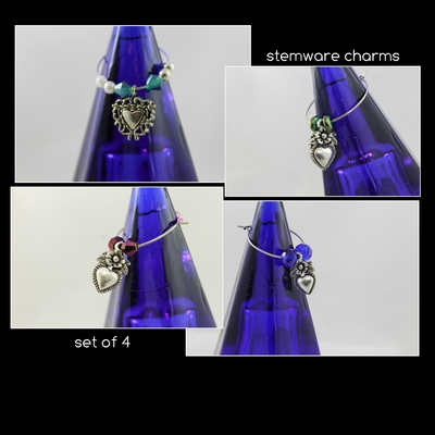 Jeweled hearts stemware charms 