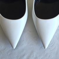 LANVIN White Leather Point Toe Pumps With Gold Screw Detail - Thumbnail 1