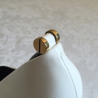 LANVIN White Leather Point Toe Pumps With Gold Screw Detail - Thumbnail 3
