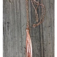 Rose Gold Tassel Necklace - Thumbnail 1
